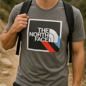 The North Face Box Logo Graphic T-Shirt Mens Small Gray Gorpcore